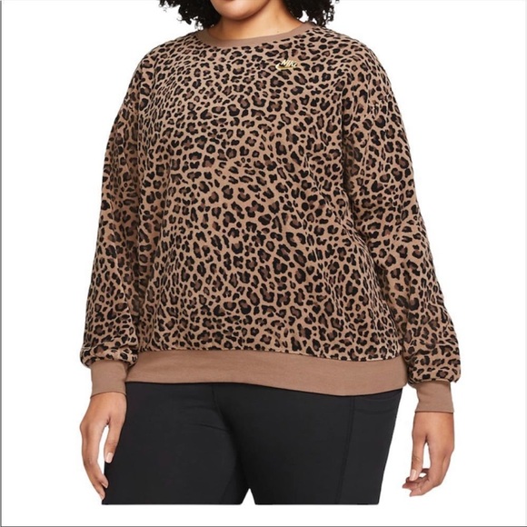 Nike Tops - Nike Sportswear Fleece Crew-Neck Sweatshirt Animal Leopard Print Plus Winter 3X